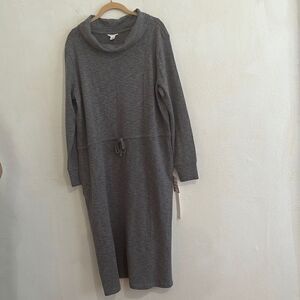 NWT Nordstrom Charcoal Gray Cowl Neck Chinch Waist Long Sleeve Sweater Dress M
